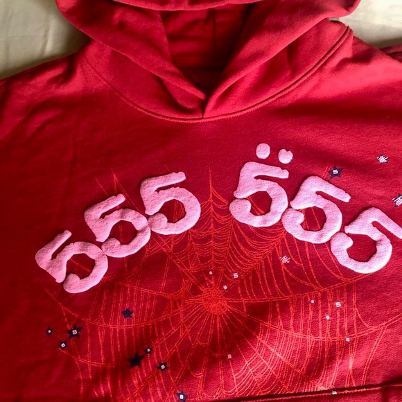 Sp5der Red 555 Hoodie - Brand New - Picture 3 of 5